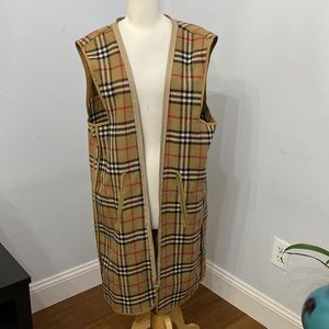 BURBERRY Plaid Check Trench Coat Vest Wool Liner